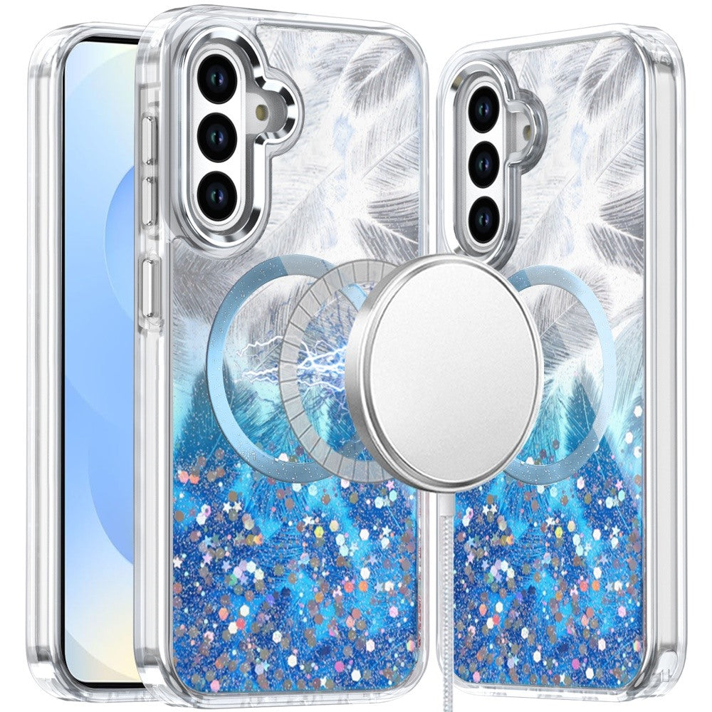 For Apple iPhone 14 Plus Epoxy Glitter Shimmer Fashion Case with Magnetic Magsafe Compatible Hybrid Sparkling Slim Protective Case Cover