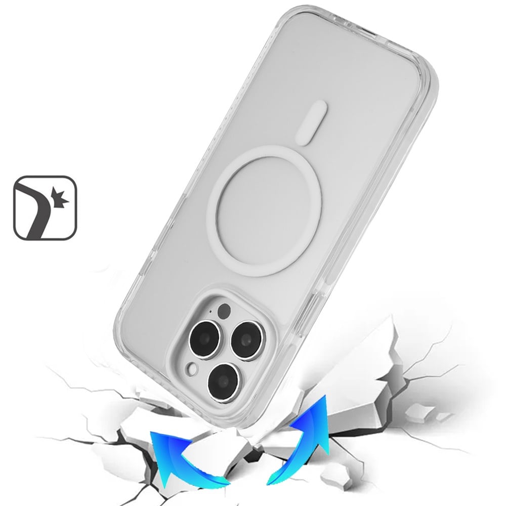 For iPhone 14 Pro Max (6.7") Transparent Hybrid with Color-Matched Magnetic Circle, Rubber TPU Frame Hard PC Shockproof Case Cover