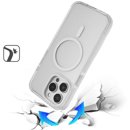 For iPhone 14 Pro Max (6.7") Transparent Hybrid with Color-Matched Magnetic Circle, Rubber TPU Frame Hard PC Shockproof Case Cover