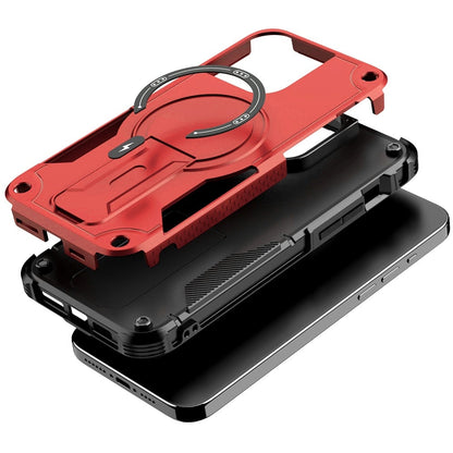 Phone Case for Apple iPhone 12 Pro Max Magnetic Kickstand Rugged Shockproof Armor Grip Anti Slip Heavy Duty Protective Matte Stand Hybrid Cover Red