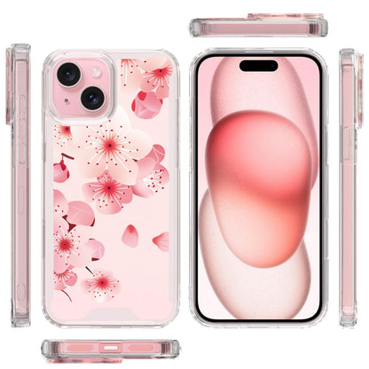 Phone Case for Apple iPhone 15 Beautiful Floral TPU Shockproof Hybrid Rubber PC Slim Lightweight Protective Designer Pattern Cover Red