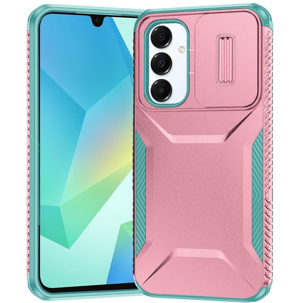 For Samsung Galaxy A16 5G Slim Fit Shockproof Hybrid with Slide Camera Window Covering, Rugged Tpu Silicone Hard PC Bumper Case Cover
