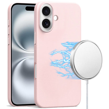 For Apple iPhone 16 Plus (6.7") PU Leather with inner Magnetic Circle Compatible with MagSafe, Rubber TPU Colored Metal Buttons Case Cover