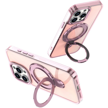 For Samsung Galaxy S26 Chrome Hybrid with Rotating Magnetic Circle Ring Stand, Slim Shockproof Hybrid Case Cover