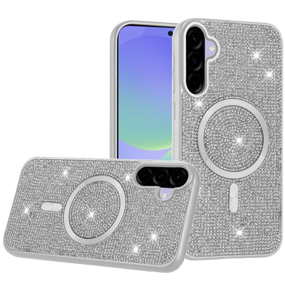 For Samsung Galaxy A37 Sparkly Diamond Bling Case Rhinestone Skin Hybrid with Magnetic Circle, MagSafe Compatible Case Cover