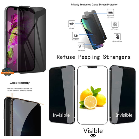 For Apple iPhone 16 Pro Max (6.9") Privacy Screen Protector Anti Spy 9H Dark Tempered Glass Screen Film Guard Case Friendly Case Cover Black