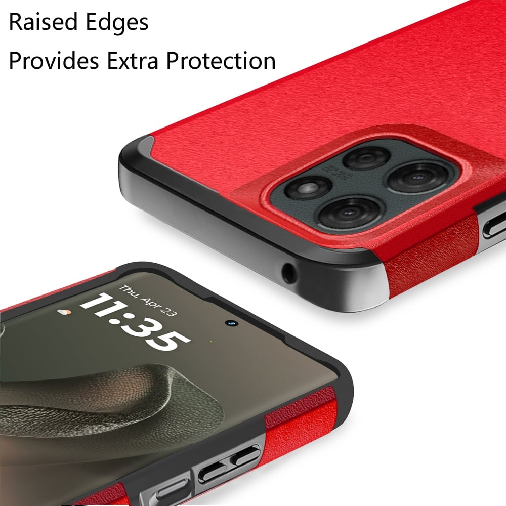 For Motorola Edge 2025 Fashion Graphic Design Hybrid 2in1 Tough Strong Hard PC TPU Frame, Magnet Mount Friendly, Shockproof Protection Case Cover Red
