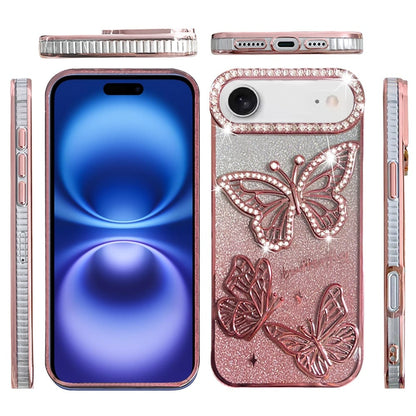 For Apple iPhone 17 Air (6.6") Luxury Butterfly Sparkle Glitter Diamond Crystal Rhinestone Shimmer Bling Plating Thick TPU Hard PC Case Cover