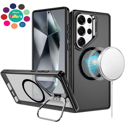 For Apple iPhone 15 Pro Max Heavy Duty Metallic Hybrid Tough TPU with Camera Ring Stand, MagSafe Compatible, Rugged Drop Protection Case Cover