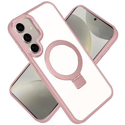 For Samsung Galaxy S25 /S24 Magnetic Metal Matte with Built-in MagSafe Stand, Hybrid Shockproof Armor, TPU Frame Case Cover