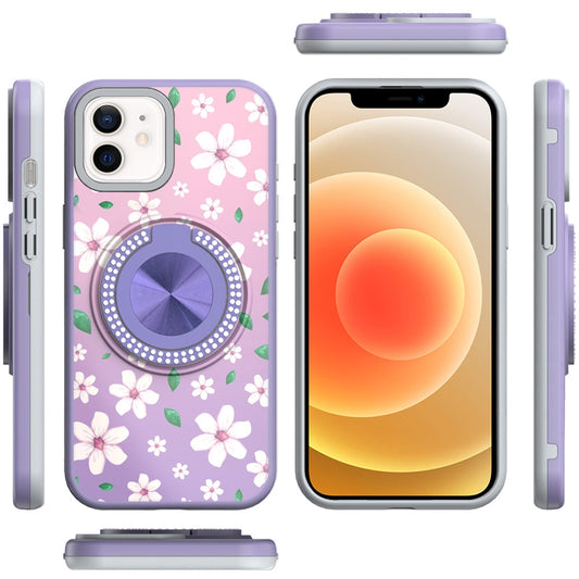 For Apple iPhone 16 Pro Pattern Design Hybrid with Invisible Ring Stand & Magnetic Back, Shockproof Protective Grip Case Cover