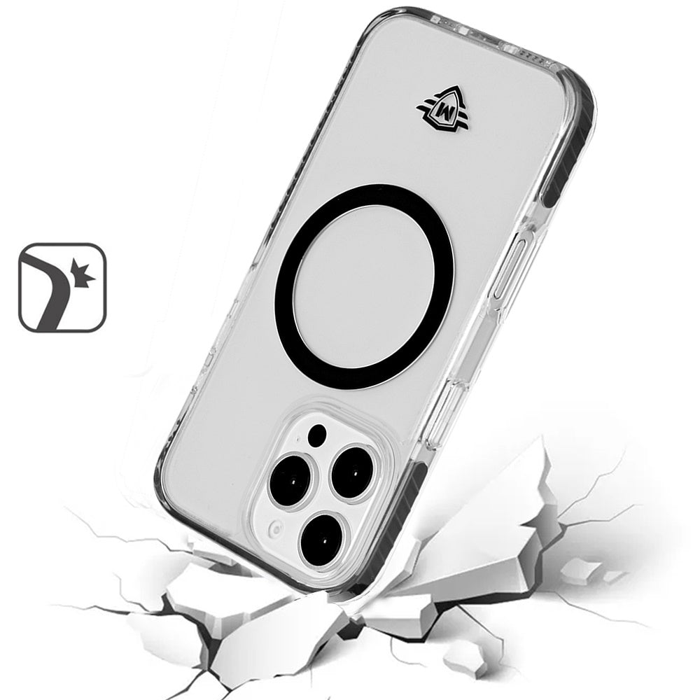 For Apple iPhone 16 Pro Max (6.9") Premium Hybrid Clear TPU Circle Magnetic [Compatible with MagSafe] Shockproof Frame Bumper Case Cover