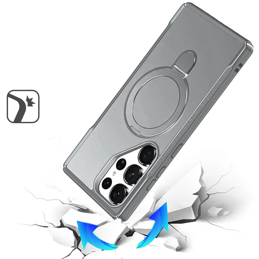 Phone Case for Samsung Galaxy S25 Ultra Magnetic Ring Stand Matte Finish Shockproof Grip Slim Armor Heavy Duty TPU Protective Hybrid Cover