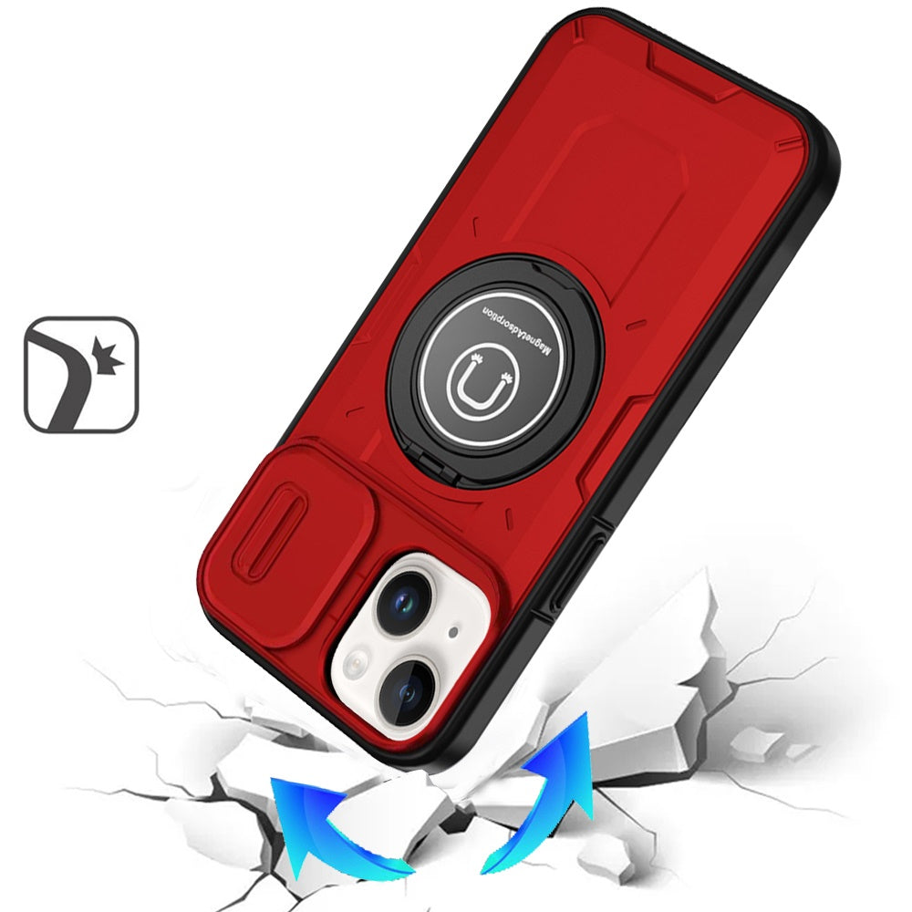 For Apple iPhone 11 Build in Invisible Magnetic Ring Stand with Slide Camera Protector, fit Magnetic Car Mount [Compatible with MagSafe] Case Cover