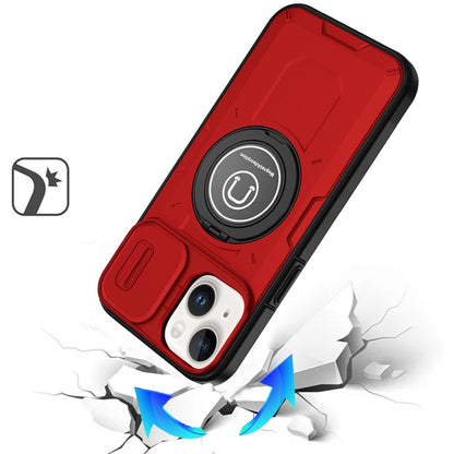 For Apple iPhone 16 Plus (6.7") Build in Invisible Magnetic Ring Stand with Slide Camera Protector, fit Magnetic Car Mount [Compatible with MagSafe] Case Cover