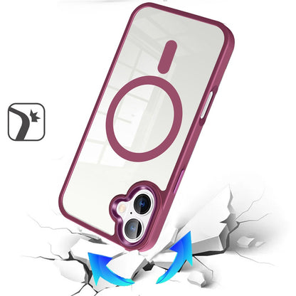 For Apple iPhone 17 (6.3") MagSafe Compatible Transparent Greatest Clear Acrylic with Color Frame Thick Hybrid TPU Hard Case Cover