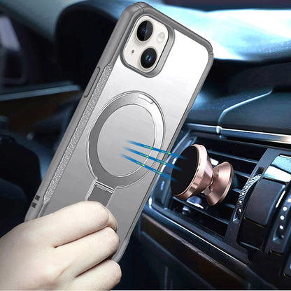 Phone Case for iPhone 15 Magnetic Ring Stand Matte Finish Shockproof Grip Slim Armor Heavy Duty TPU Protective Hybrid Cover