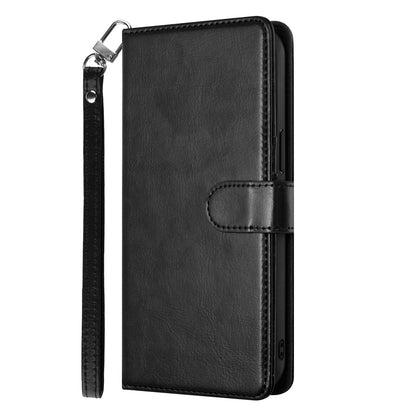 For Apple iPhone 16 Pro Max (6.9") Deattachable PU Leather Hybrid Wallet Money Credit Card Holder Support Magsafe Charger Case Cover Black