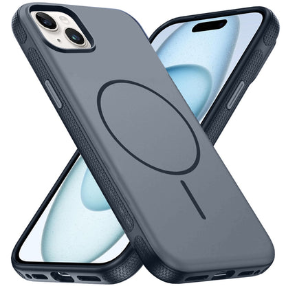 Phone Case for Apple iPhone 15 Super Magnetic Matte Hybrid Shockproof Thick Protective Durable Grip Anti Scratch Premium Edge Slim Fit Cover Navy Blue