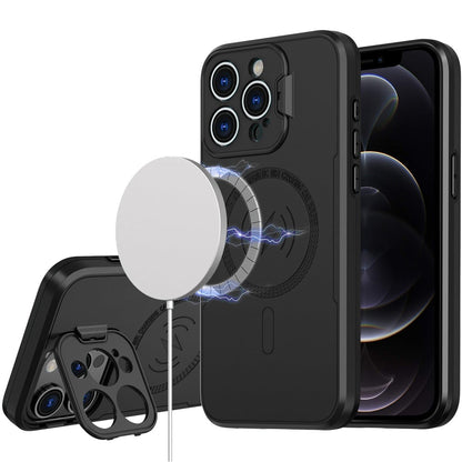 Phone Case for Apple iPhone 12 Pro Max Magnetic Hybrid with Camera Cap Stand Guard and Compatible with MagSafe Shockproof Protective Durable Cover Black