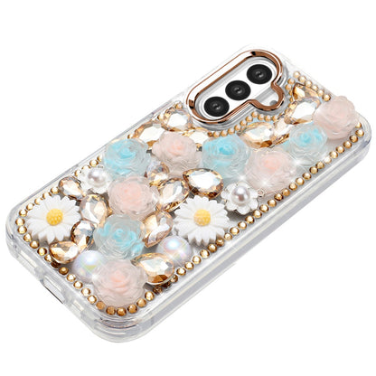 Phone Case for Samsung Galaxy S26 Full Bling Rhinestone Glitter Floral Luxury Hybrid Shockproof Stylish Sparkling Protective Designer Ornament Cover