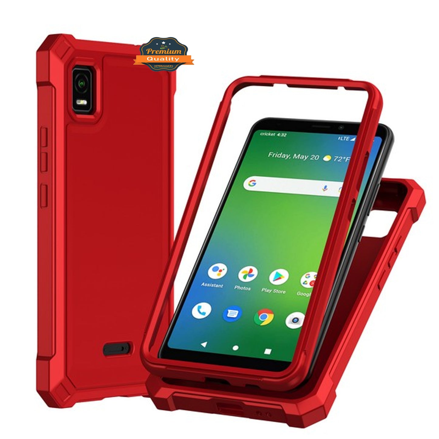 For TCL 60 XE NXTPAPER Full-Body Dual Layer Hybrid Case Slim, Drop-Proof TPU Hard PC, Durable Corner Front Bumper Protector Case Cover Red