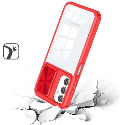 For Samsung Galaxy A15 5G Hybrid Cases with Sliding Camera Cover Transparent Shockproof Bumper TPU Protective Case Cover