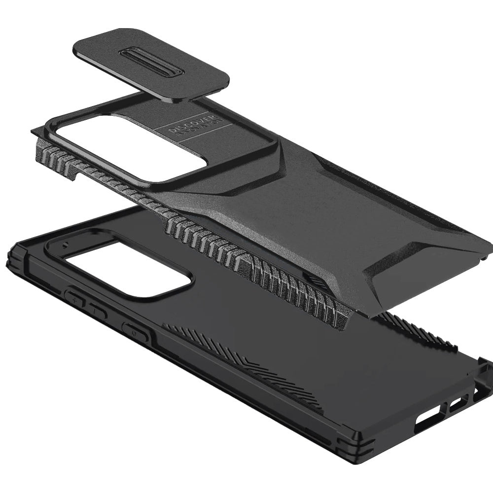 Phone Case for Samsung Galaxy S22 Ultra Shockproof Hybrid Rugged Grip Camera Guard Anti Slip Protective Heavy Duty Slim Armor Textured Design Cover Black