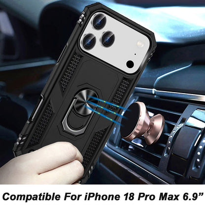 Phone Case for Apple iPhone 18 Pro Max Rotatable Ring Stand Shockproof Hybrid Armor Anti Slip Heavy Duty Fit Magnetic Car Mount Durable Grip Cover