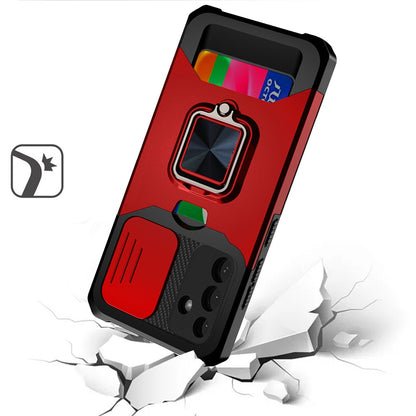 For Samsung Galaxy A57 Wallet Case with Ring Stand & Slide Camera Cover Back Credit Card Slot Holder, Military Grade Case Cover