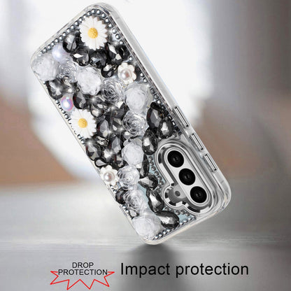 Phone Case for Samsung Galaxy S26 Full Bling Rhinestone Glitter Floral Luxury Hybrid Shockproof Stylish Sparkling Protective Designer Ornament Cover