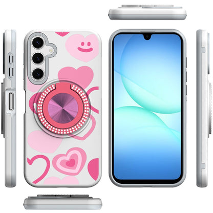 For Samsung Galaxy S25 Fan Edition /Galaxy S25 FE Pattern Design Hybrid with Invisible Ring Stand & Magnetic Back, Shockproof Protective Grip Case Cover