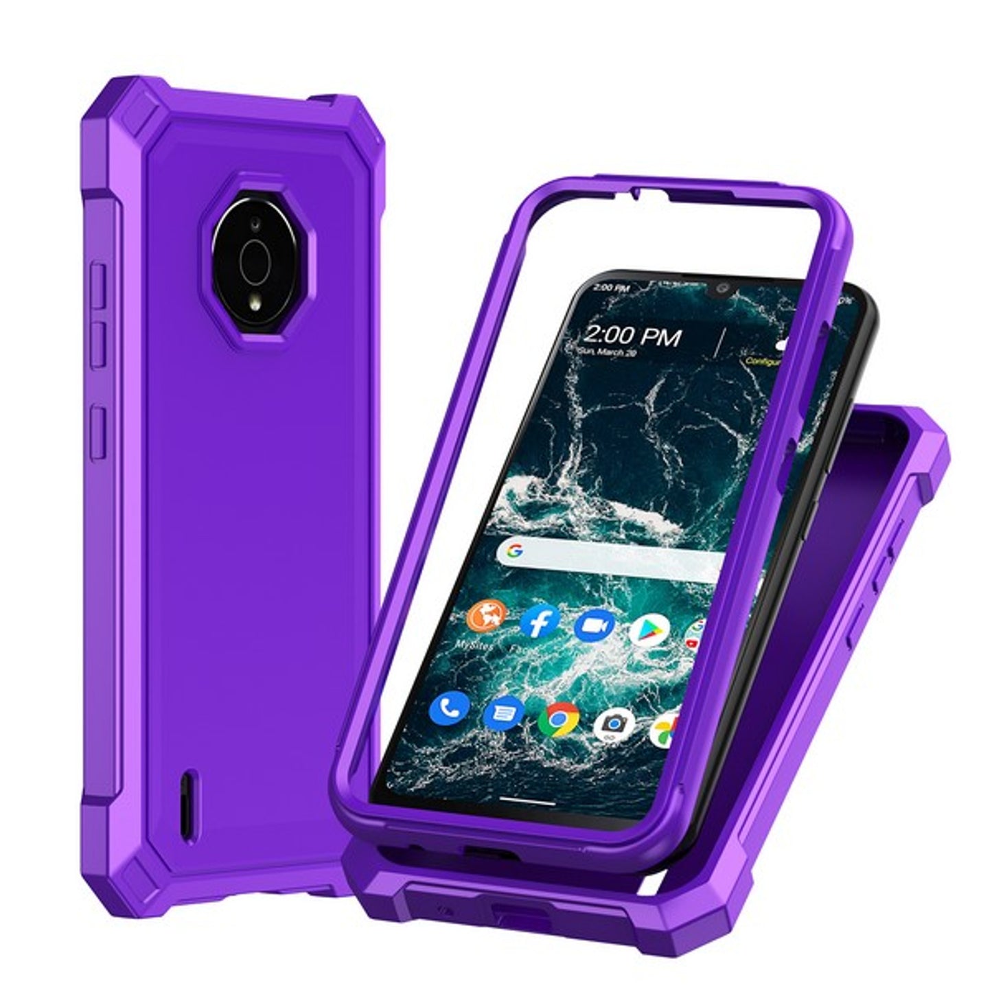 For Cricket Icon Plus 2026 Full-Body Dual Layer Hybrid Case Slim, Drop-Proof TPU Hard PC, Durable Corner Front Bumper Protector Case Cover Purple