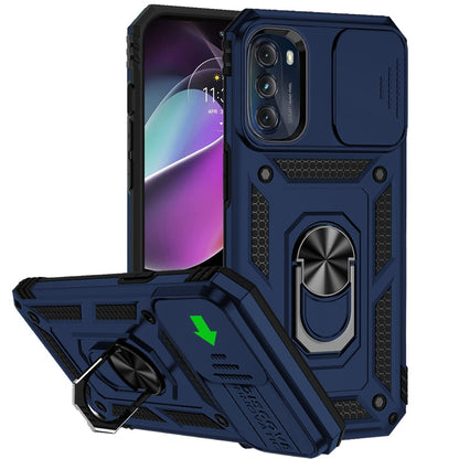 For Samsung Galaxy S20 Ultra Hybrid Ring Shockproof with 360° Rotate Ring Kickstand, Camera Lens Protection, Soft Edge Bumper Case Cover Blue