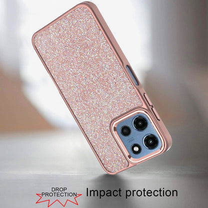 Phone Case for Motorola Moto G 5G 2026/ Moto G 5G 2025 Crystal Glass Bling Diamond Metallic Edge Shockproof Durable Protective Clear Hybrid Stylish Premium Design Cover Gold