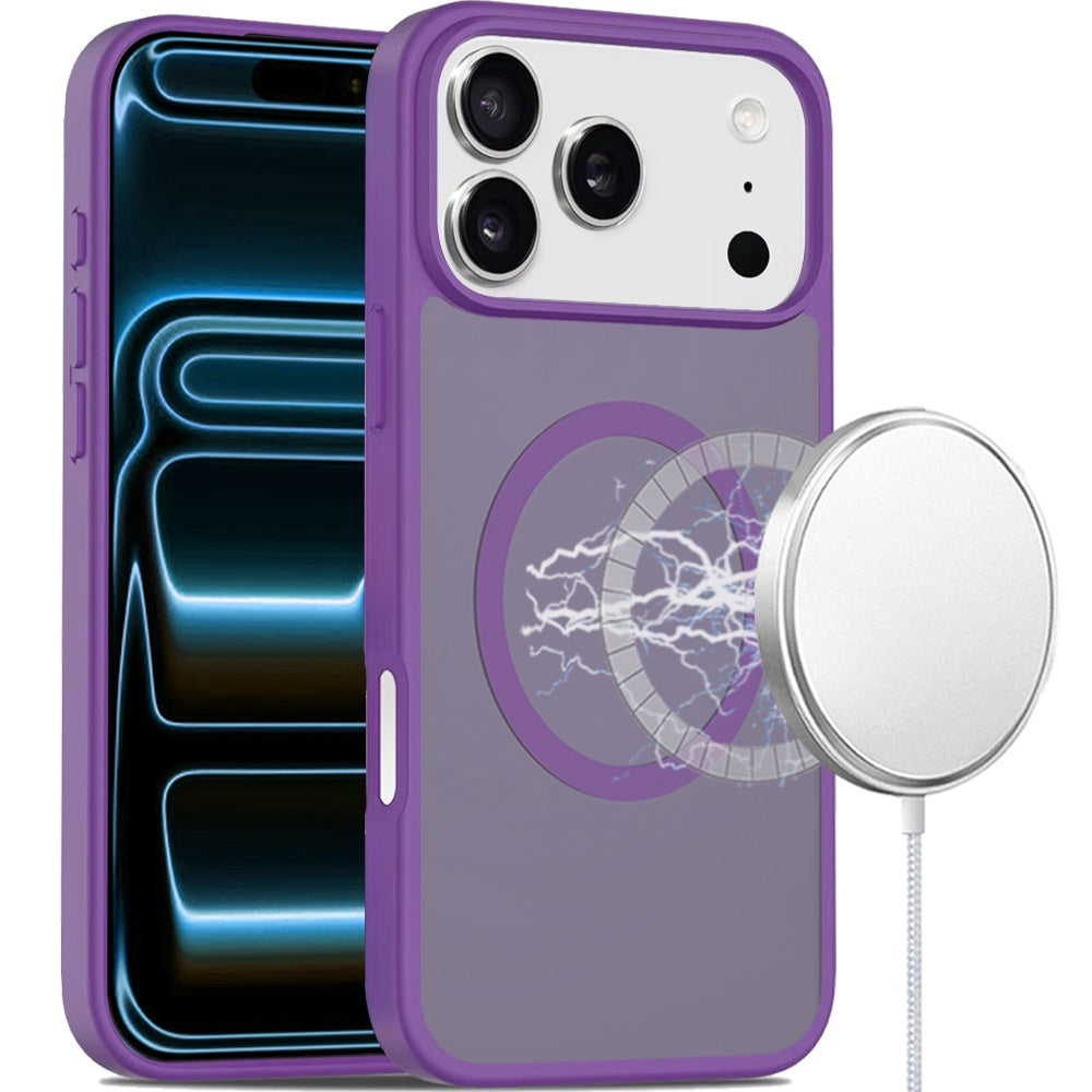 Phone Case for Apple iPhone 18 Pro Magnetic Matte Hybrid Shockproof Smooth Grip Durable Camera Protection Anti-Slip Soft Touch TPU Armor Cover Purple