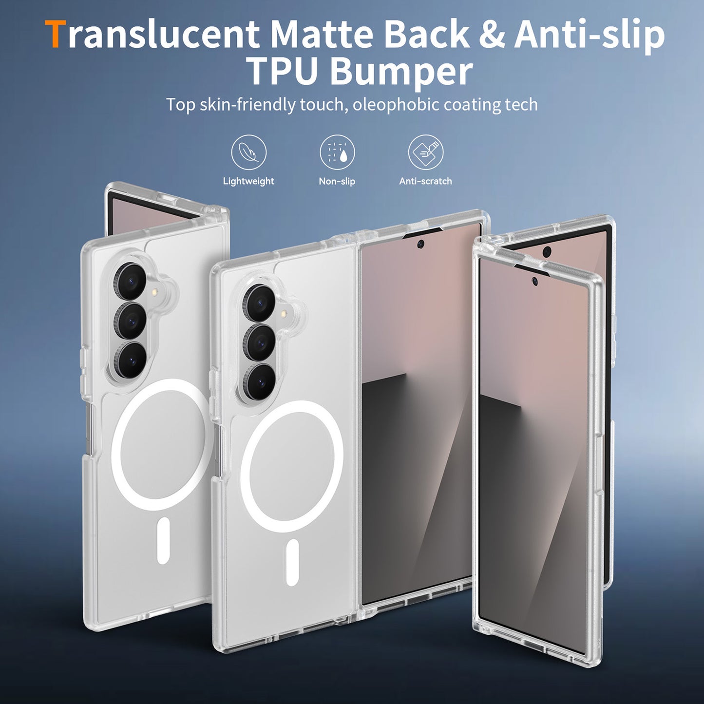 Phone Case for Samsung Galaxy Z Fold 8 Ultra Magnetic Circle Matte Hybrid Shockproof Smooth Grip Durable Camera Protection Soft Touch TPU Armor Cover