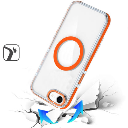 For Apple iPhone 17E /16E Transparent Back with Colorful Frame, Strong Magnetic Circle, MagSafe Compatible, Slim Shockproof Protection Case Cover