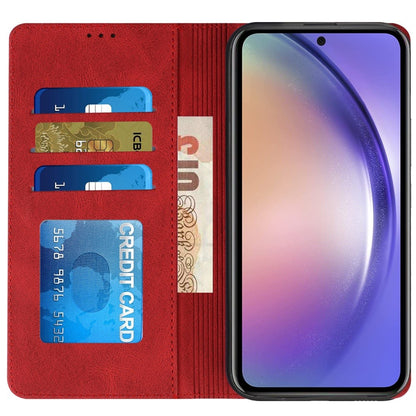 For Apple iPhone 16 Pro Max (6.9") Premium Wallet PU Vegan Leather ID Credit Card Slot Money Holder with Magnetic Closure Pouch Flip Case Cover Red