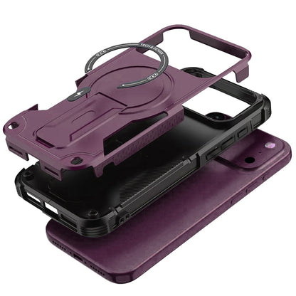 Phone Case for Apple iPhone 18 Pro/ 17 Pro Magnetic Kickstand Rugged Shockproof Armor Grip Anti Slip Heavy Duty Protective Matte Stand Hybrid Cover Purple