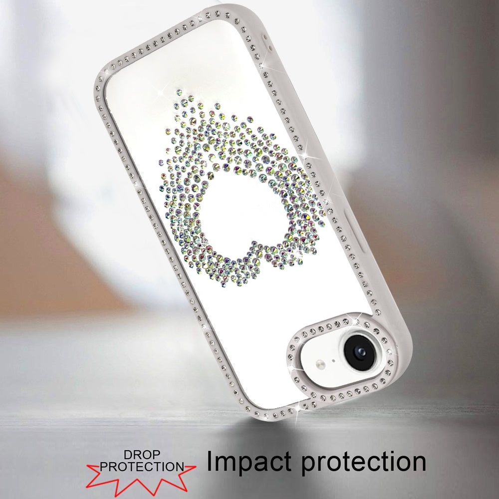 For Apple iPhone 17E /16E Angel Hearts Glitter Shimmer Diamond Edge Hybrid Drop Protection Shockproof Design Case Cover