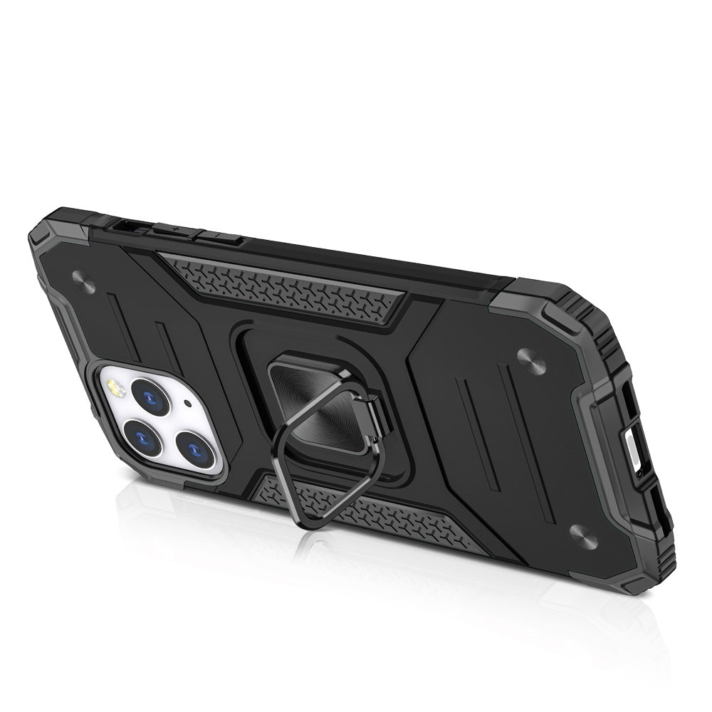 Phone Case for Apple iPhone 11 Pro Max Magnetic Car Mount Hybrid Ring Stand Shockproof Rugged Grip Armor Heavy Duty Protective TPU Durable Defender Cover Black