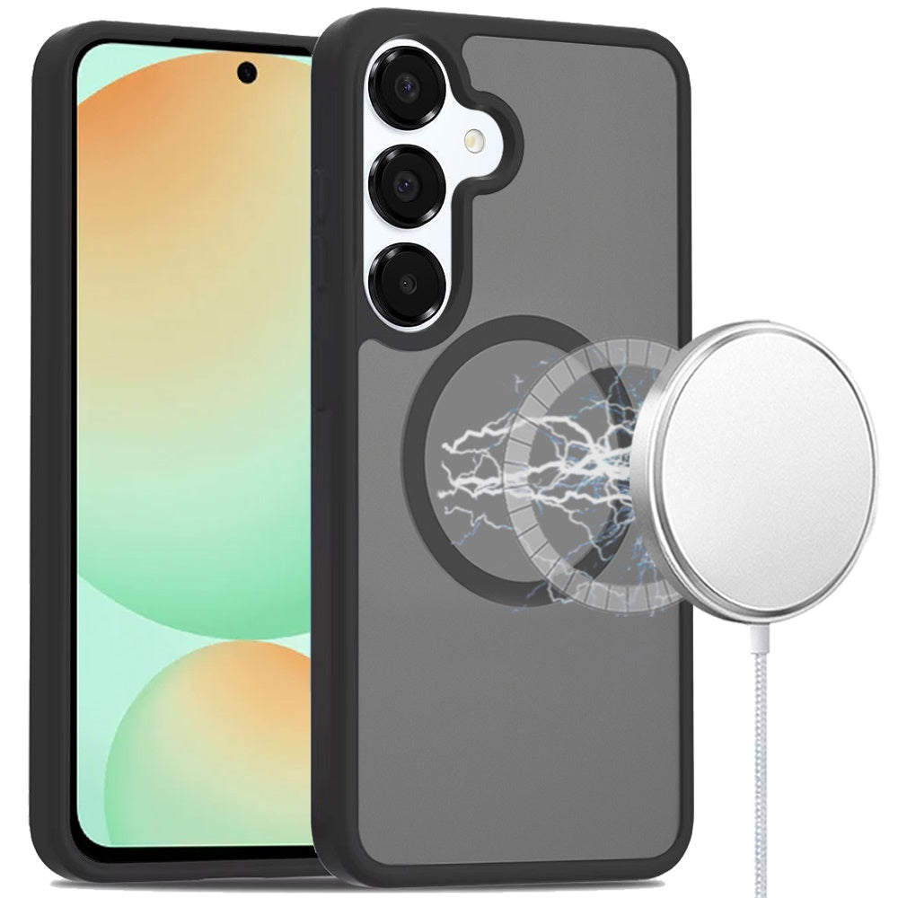 Phone Case for Samsung Galaxy S24 FE /Fan Edition Magnetic Matte Hybrid Shockproof Smooth Grip Durable Camera Protection Anti-Slip Soft Touch TPU Armor Cover Black