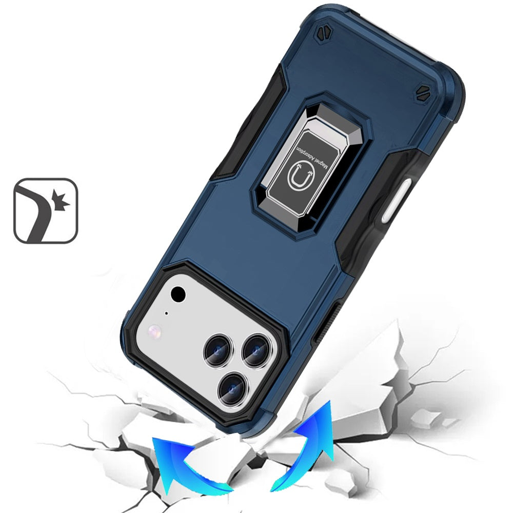 For Apple iPhone 17 Pro (6.3") Hybrid Stand Magnetic Ring Holder Kickstand Heavy Duty Rugged Drop Silicone & Hard PC Shockproof Case Cover