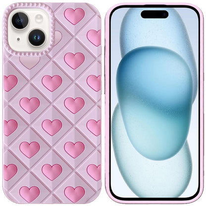 Phone Case for iPhone 15 Fashionable Silicone Textured Decorative Design Pattern Protective Rubber TPU Hybrid Protection Cover