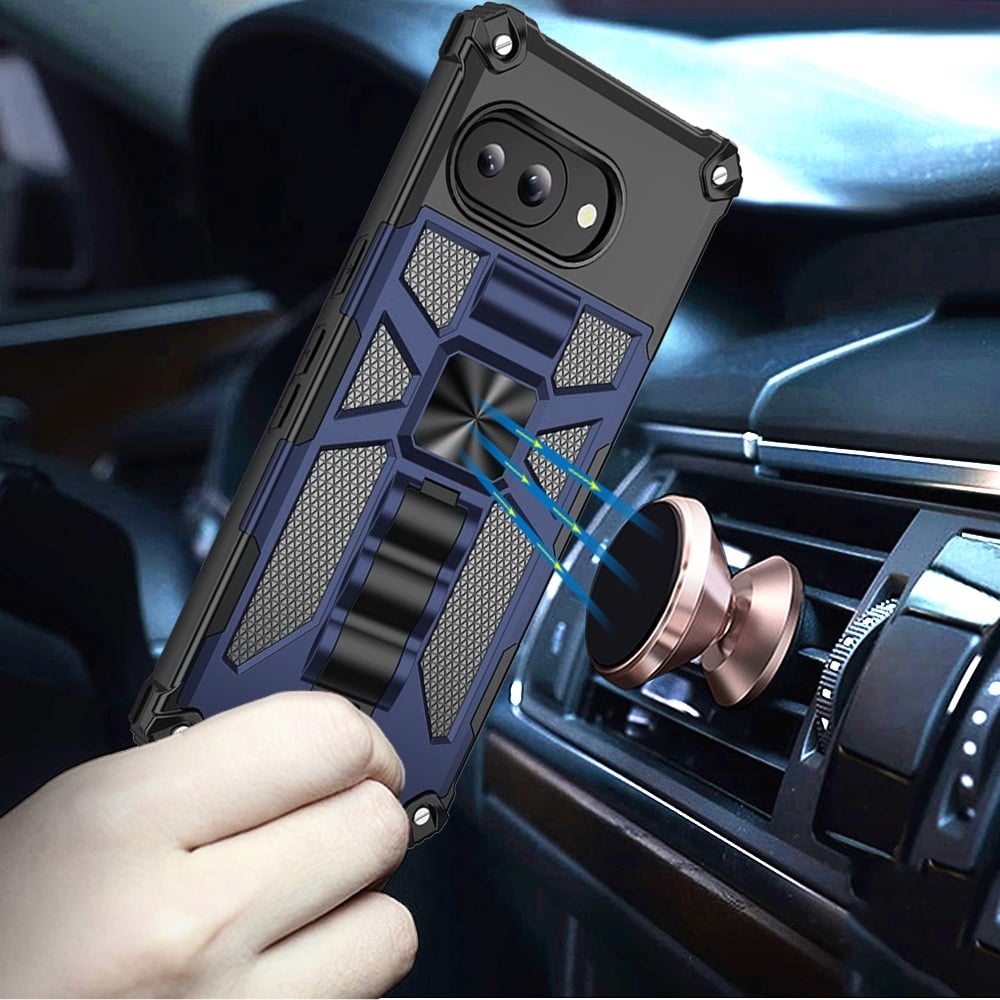 Phone Case for Google Pixel 10A Hiden Kickstand Shockproof Rugged Armor Grip Hybrid Heavy Duty Anti Slip Protective Durable Machine Style Cover