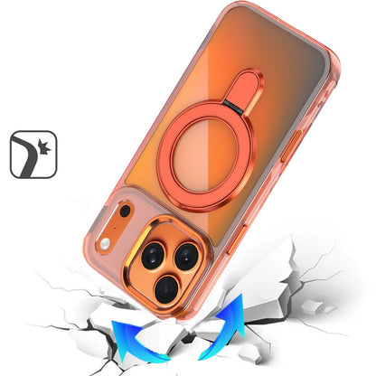 Phone Case for Apple iPhone 18 Pro Chrome Magnetic Ring Stand Rotational Shockproof Hybrid Kickstand Metal Finish Rugged Drop Protection Armor Cover
