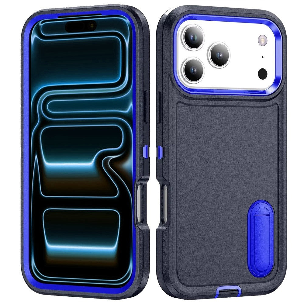 Phone Case for Apple iPhone 18 Pro/ 17 Pro 3in1 Tough Rugged Kickstand Shockproof Armor Grip Heavy Duty Drop Resistant Protective Hybrid Cover Black
