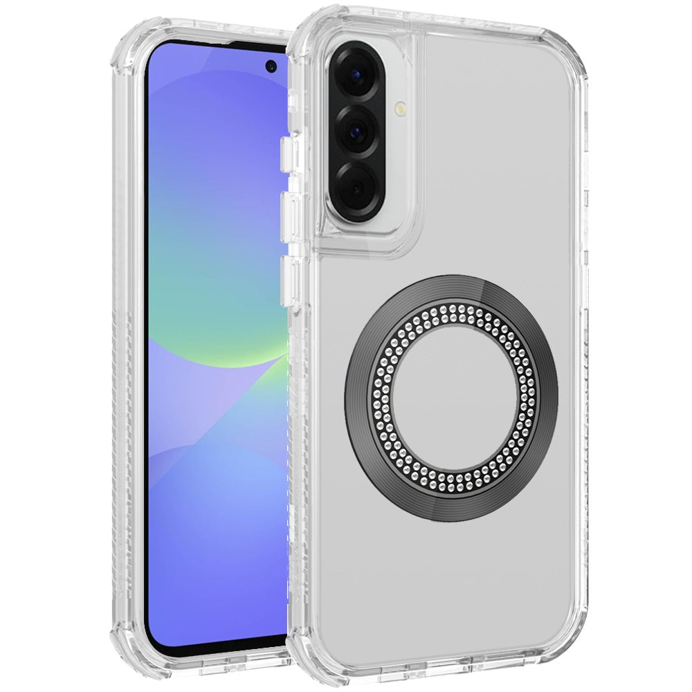 For Samsung Galaxy A37 Magnetic Circle Compatible with Magsafe, Hybrid Chrome 3in1 Transparent Shockproof TPU Bumper Case Cover