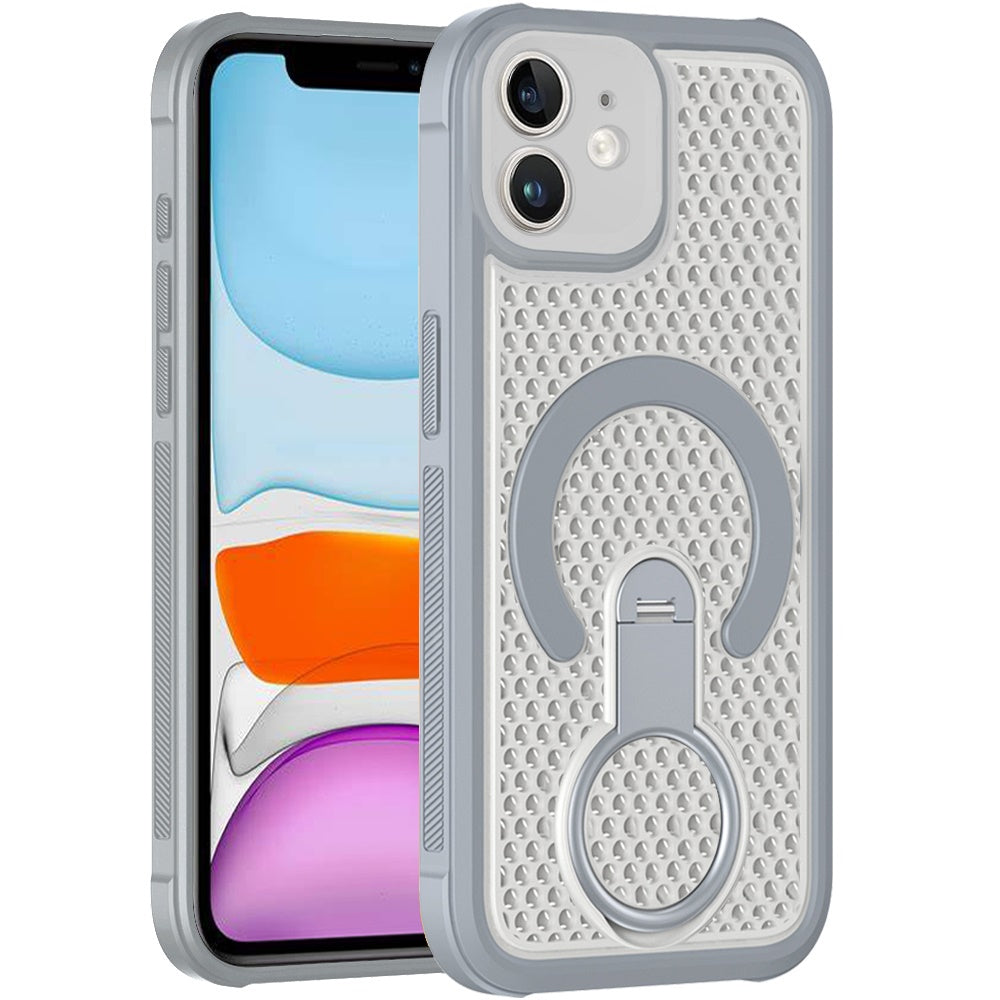 Phone Case for Apple iPhone 11 Magnetic Honeycomb Hybrid Rugged Armor Ring Kickstand Dual Layer Shock Absorbing Hard PC Soft TPU Cover